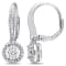 1/2 CT TW Diamond Halo Circular Leverback Earrings in Sterling Silver