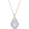 3 1/4 CT TGW Blue Ethiopian Opal and White Topaz Pendant with Chain in
Rose Plated Sterling Silver
