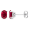 2 1/2 CT TGW Oval Created Ruby Stud Earrings in Sterling Silver