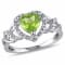 1 1/3 CT TGW Peridot and 1/10 CT TW Diamond Heart Ring in Sterling Silver