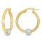 21mm Hoop Earrings with Ball in 2-Tone Yellow and White 14k Gold