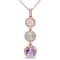 3 CT TGW Multi-Gemstones Drop Pendant with Chain in Rose Plated Sterling Silver