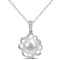 9.5-10MM Freshwater Cultured Pearl and Diamond Accent Floral Pendant
with Chain in Sterling Silver