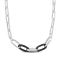 Oval Link Necklace w/ Black Sparkle Enamel in Sterling Silver