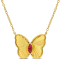 1/5 CT TGW Created Ruby Butterfly Necklace in Yellow Plated Sterling Silver