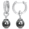 8-8.5MM Black Tahitian Cultured Pearl and Diamond Accent Drop Huggie
Earrings in Sterling Silver