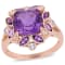 3 1/3 CT TGW Amethyst and Topaz Floral Ring in Rose Gold Plated Sterling Silver
