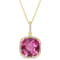8 3/8 CT TGW Pink Topaz and White Sapphire Halo Pendant with Chain in
Yellow Plated Sterling Silver