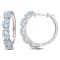 3 1/4 CT TGW Sky Blue Topaz and White Topaz Hoop Earrings in Sterling Silver