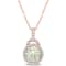 3 1/4 CT TGW Green Quartz and White Topaz Halo Pendant with Chain in
Rose Plated Sterling Silver