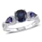2 1/3 CTW Created Blue Sapphire and 1/6 CT TW Diamond Floral Ring in
Sterling Silver
