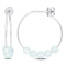3/4ctw Aquamarine Bead Hoop Earrings in Sterling Silver