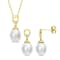 8-9MM South Sea Cultured Pearl & White Topaz Earrings & Pendant
Set in Yellow Plated Sterling Silver