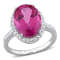 7 1/2 CT TGW Pink and White Topaz Halo Ring in 14K White Gold