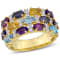 4 1/5 CTW Multi-Gemstone Triple-Row Ring in Yellow Plated Sterling Silver