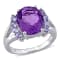 4 3/5 CT TGW Amethyst and Tanzanite Split Shank Ring in Sterling Silver