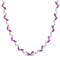 20 CT TGW Created Pink Sapphire Alternate Leaf Necklace in Sterling Silver