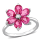 2 4/5 CT TGW Pink Topaz and Diamond Accent Floral Ring in 10K White Gold