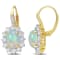 1 3/4 CT TGW Blue Ethiopian Opal, White Topaz and Diamond Earrings in
Yellow Sterling Silver