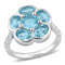 3 1/3 CT TGW Sky Blue Topaz and Diamond Accent Floral Ring in Sterling Silver