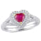 3/5 CT TGW Ruby and 2/5 CT TW Diamond Double Halo Ring in 14K White Gold