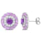 3 1/2 CT TGW Multi Gemstone Halo Stud Earrings in Sterling Silver