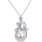 11-12MM Freshwater Cultured and Diamond Accent Floral Pendant with Chain
in Sterling Silver