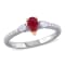 2/8 CT TGW Ruby and 1/4 CT TW Diamond 3-stone Ring in 2-tone 14K White
& Rose Gold