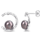 7.5-8MM Black Freshwater Cultured Pearl and White Topaz Open Wave
Earrings in Sterling Silver