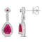1 3/4 CT TGW Ruby-CN and 1/3 CT TW Diamond Drop Earrings in 14K White Gold
