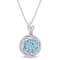 2 1/2 CT TGW Sky Blue Topaz, White Topaz and Diamond Swirl Pendant with
Chain in Sterling Silver