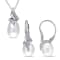 9-9.5MM Freshwater Cultured Pearl and 1/10 CT TW Diamond Earrings and
Pendant Set in Sterling Silver