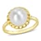 9-9.5MM Freshwater Cultured Pearl Halo Link Ring in Yellow Plated
Sterling Silver