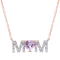 3/5 CTW Rose de France and 1/10 CTW Diamond "MOM" Rose Plated
Sterling Silver Pendant with Chain