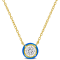 3/4 CT TGW Moissanite with Blue Enamel Halo Solitaire Necklace in Yellow
Plated Sterling Silver