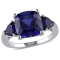 7 1/10 CT TGW Created Blue Sapphire 3-Stone Ring in Sterling Silver