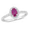 5/8 CT TGW Ruby and 1/8 CT TW Diamond Halo Engagement Ring in 10K White Gold