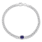 1 1/4 CT TGW Created Blue Sapphire Curb Link Chain Bracelet in Sterling Silver