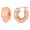 23MM Wide Diamond Cut Huggie Earrings in 18K Rose Gold Over Sterling Silver