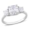 2 3/4 CT TGW Created Moissanite 3-Stone Ring in Sterling Silver