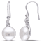 10.5-11MM White Cultured Freshwater Pearl Earrings with Diamonds in
Sterling Silver