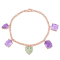 17 1/4 CT TGW Amethyst and Green Quartz Station Bracelet in Rose Plated
Sterling Silver