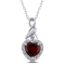 2 CT TGW Garnet and Diamond Accent Heart Halo Twist Pendant with Chain
in Sterling Silver