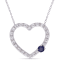 1 5/8 CT TGW Created Blue and White Sapphire Heart Necklace in Sterling Silver