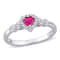 2/5 CT TGW Created Ruby, Created White Sapphire and Diamond Accent Halo
Ring in Sterling Silver