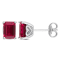 2 5/8 CT TGW Octagon Created Ruby Stud Earrings in Sterling Silver