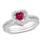 5/8 CT TGW Created Ruby and 1/2 CT TW Diamond Bridal Ring Set in 10K
White Gold