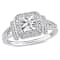 1/5 CT TW Diamond Halo Square Vintage Promise Ring in Sterling Silver