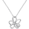 Diamond Floral Pendant with Chain in Sterling Silver