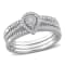 1/4 CT TW Diamond Cluster Pear Shape Halo Bridal Set in Sterling Silver